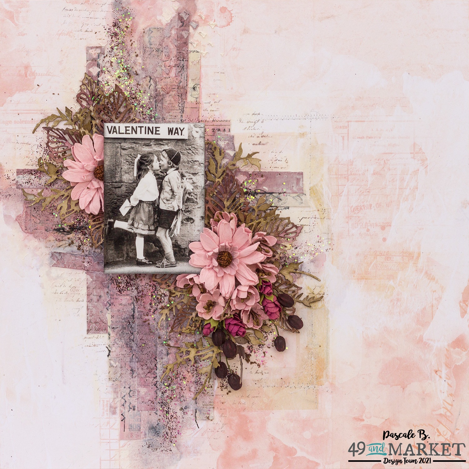 Valentine Way - Mixed media layout by Pascale B.